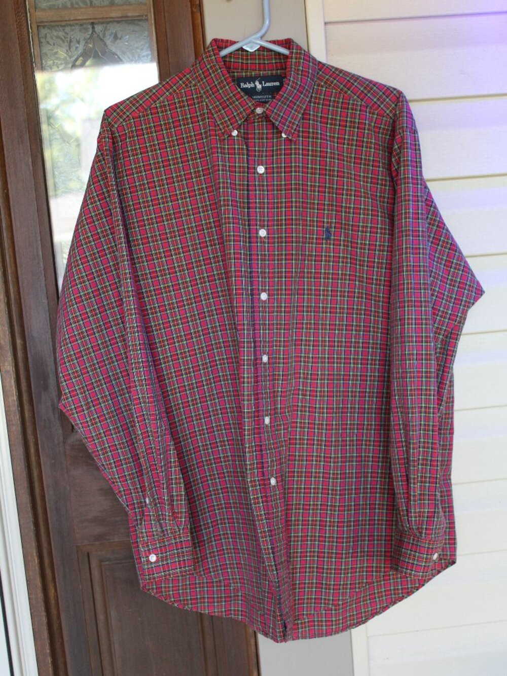 Ralph Lauren Red Plaid Long Sleeve Shirt Size 16 34/35
